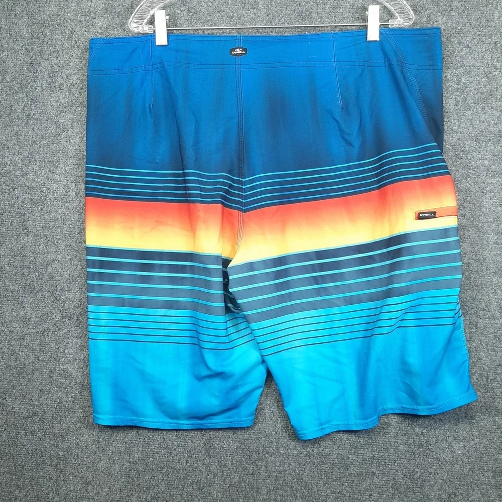 O'Neill Board Shorts Hyperfreak SP8106008 40 Blue Mens Striped Swim Trunks